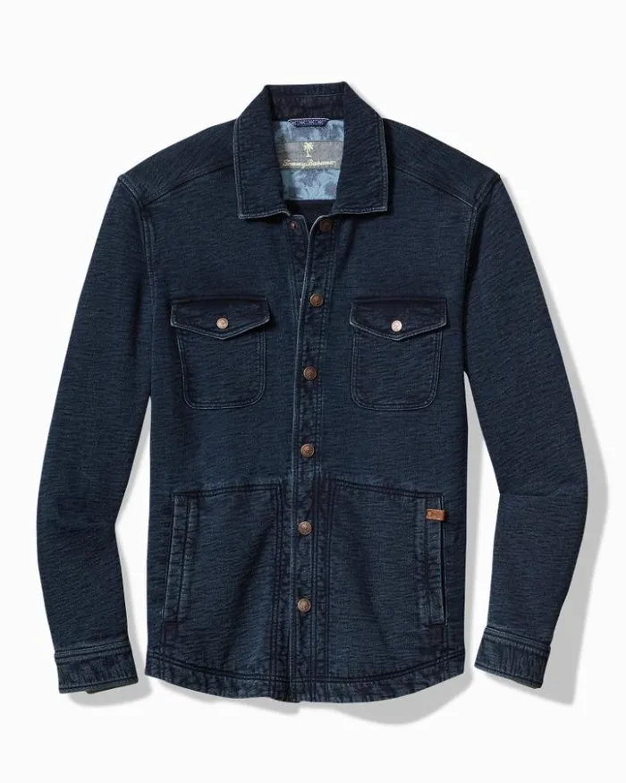 Men Tommy Bahama Jackets and Outerwear Indigo Paradise CPO Shirt Jacket Indigo