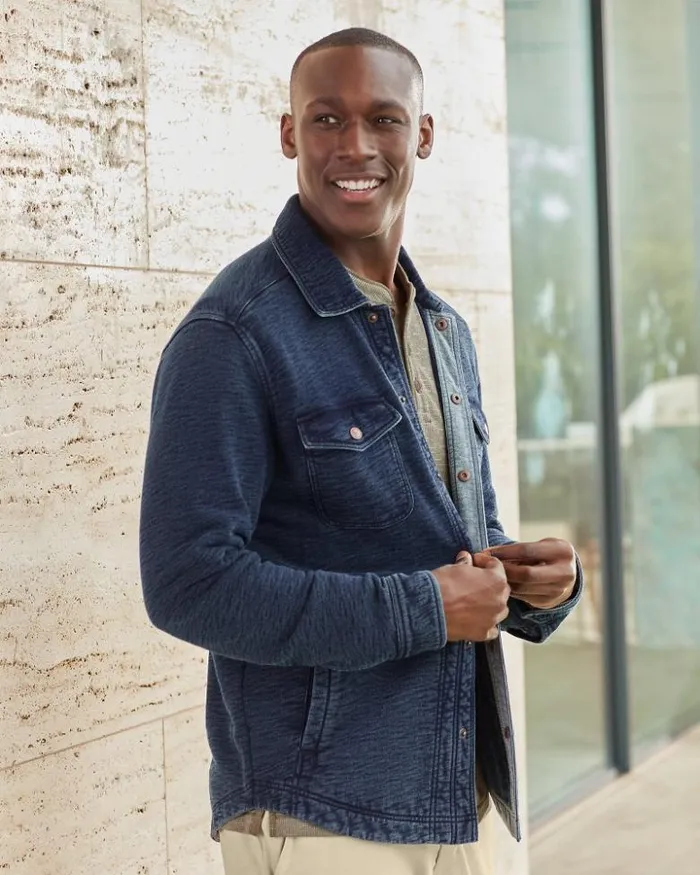 Men Tommy Bahama Jackets and Outerwear Indigo Paradise CPO Shirt Jacket Indigo Men Tommy Bahama Jackets and Outerwear Indigo Paradise CPO Shirt Jacket Indigo