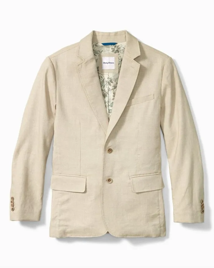 Men Tommy Bahama Jackets and Outerwear Latigo Beach LinenBlend Blazer Stone Khaki