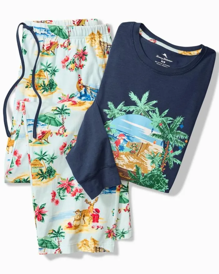 Men Tommy Bahama Loungewear and Pajamas Big and Tall Holiday Santa Long Sleeve and Pants Pajama Set Aqua Ice Men Tommy Bahama Loungewear and Pajamas Big and Tall Holiday Santa Long Sleeve and Pants Pajama Set Aqua Ice