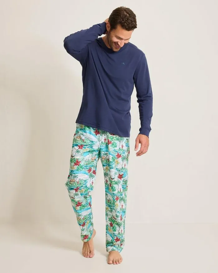 Men Tommy Bahama Loungewear and Pajamas Big and Tall Jersey Long Sleeve and Pants Pajama Set Big Sky Blue Men Tommy Bahama Loungewear and Pajamas Big and Tall Jersey Long Sleeve and Pants Pajama Set Big Sky Blue