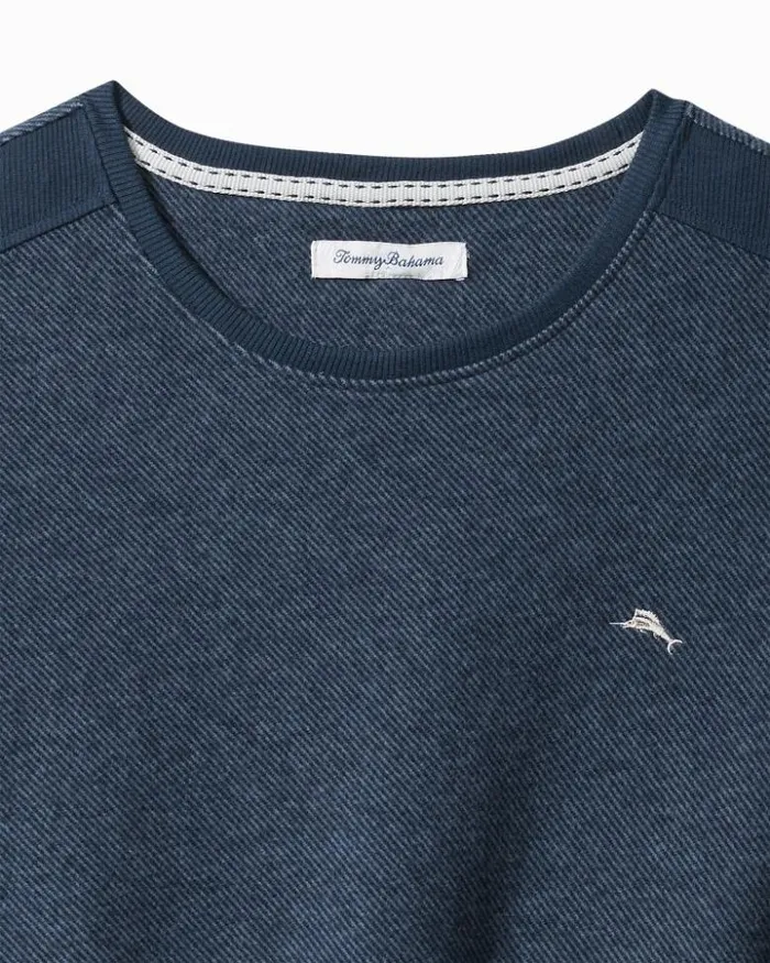 Men Tommy Bahama Loungewear and Pajamas Big and Tall Textured Twill Stripe Crew LongSleeve Top Dark Moonlight Men Tommy Bahama Loungewear and Pajamas Big and Tall Textured Twill Stripe Crew LongSleeve Top Dark Moonlight