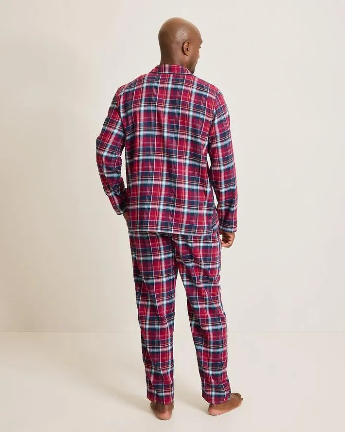 Men Tommy Bahama Loungewear and Pajamas Flannel Long Sleeve and Pants Pajama Set Beet Red