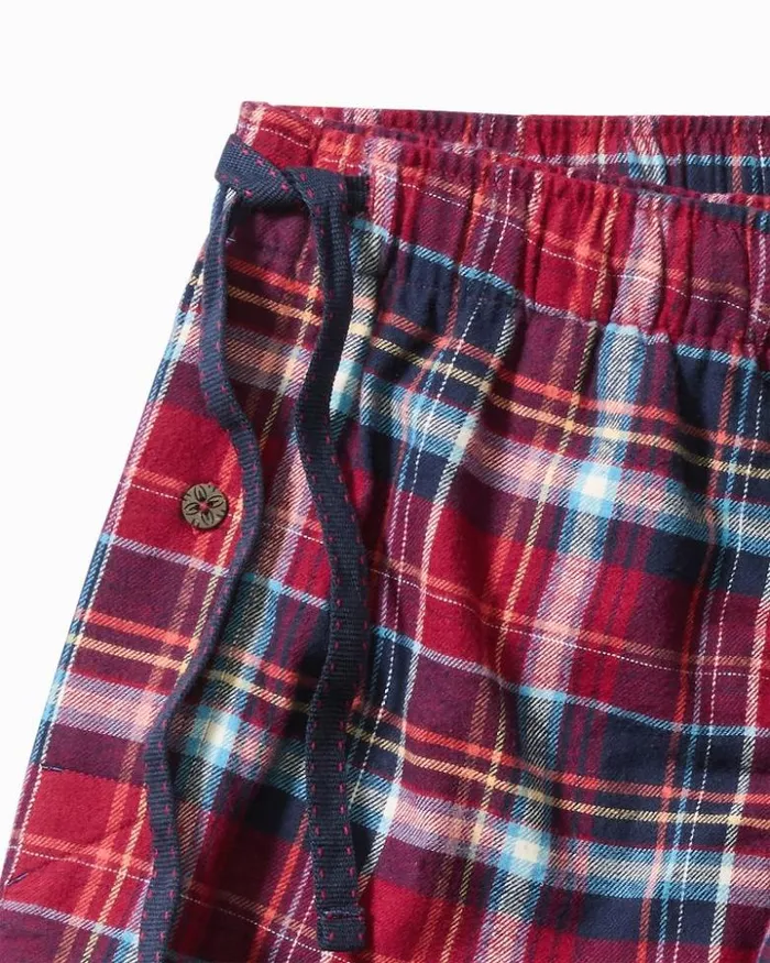 Men Tommy Bahama Loungewear and Pajamas Flannel Long Sleeve and Pants Pajama Set Beet Red