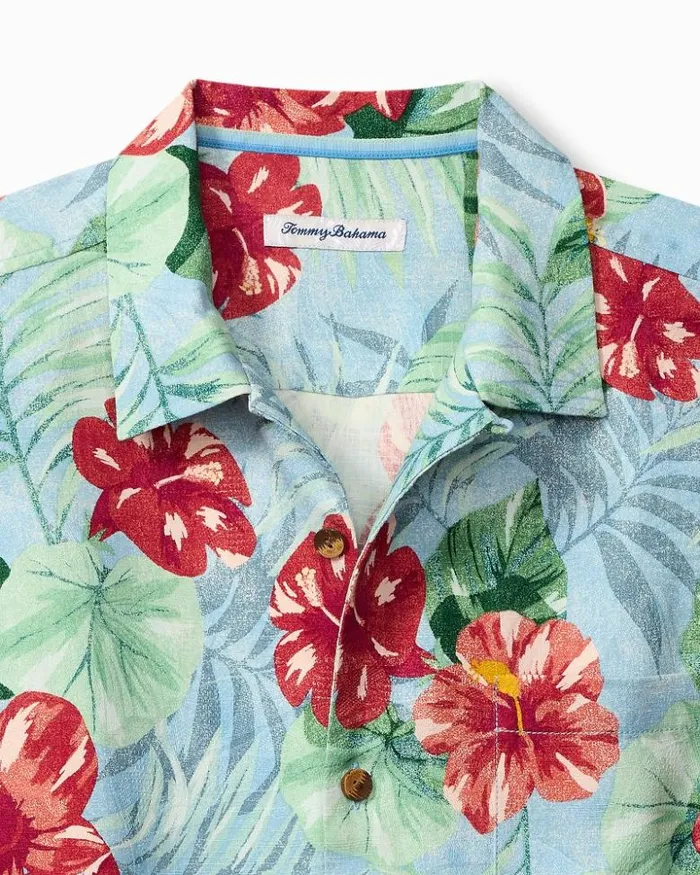 Men Tommy Bahama Shirts Big and Tall Fridas Garden Silk Camp Shirt Morning Sky Men Tommy Bahama Shirts Big and Tall Fridas Garden Silk Camp Shirt Morning Sky