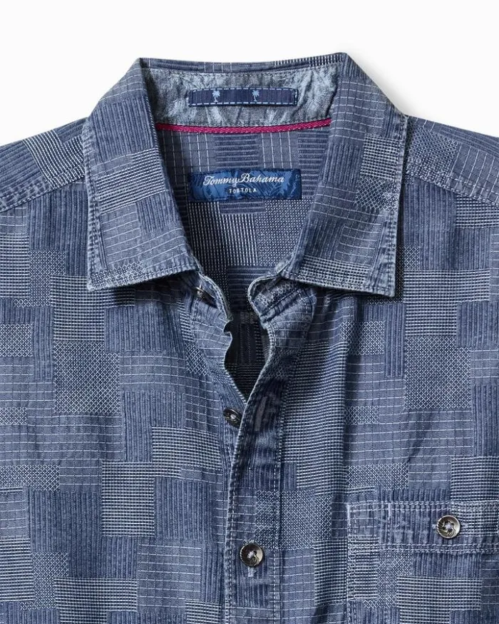 Men Tommy Bahama Shirts Big and Tall Paradise Patchwork LongSleeve Shirt Blue Jean Men Tommy Bahama Shirts Big and Tall Paradise Patchwork LongSleeve Shirt Blue Jean