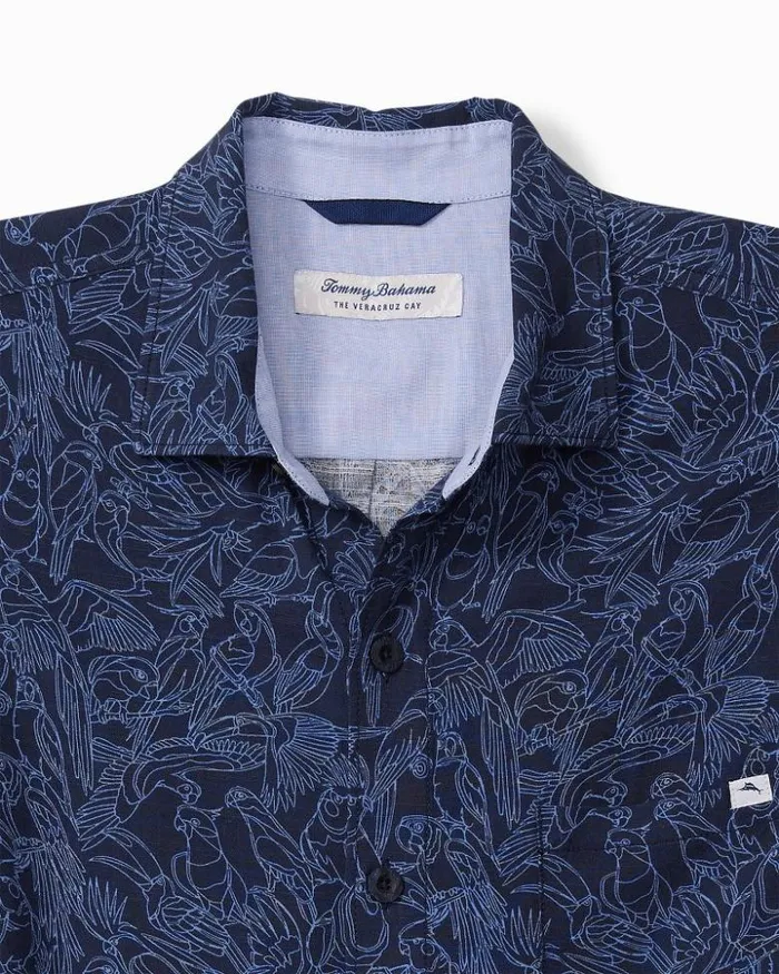 Men Tommy Bahama Shirts Big and Tall Veracruz Cay Paradise Pajaro ShortSleeve Shirt Deep Tahoe Men Tommy Bahama Shirts Big and Tall Veracruz Cay Paradise Pajaro ShortSleeve Shirt Deep Tahoe