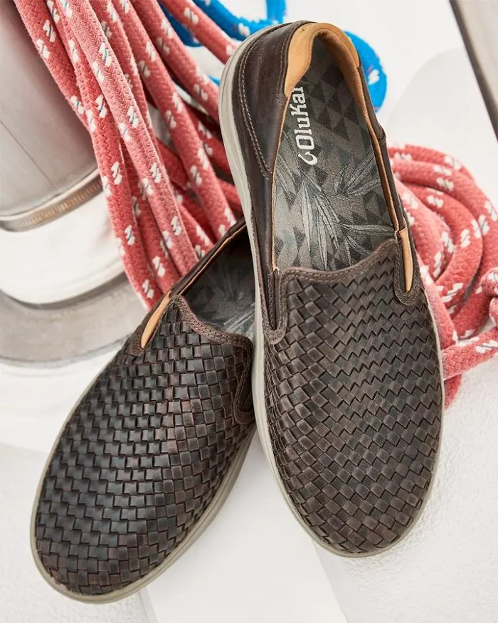 Men Tommy Bahama Shoes and Sandals OluKai Lae039ahi Lauhala SlipOn Sneakers Dark Wood Men Tommy Bahama Shoes and Sandals OluKai Lae039ahi Lauhala SlipOn Sneakers Dark Wood