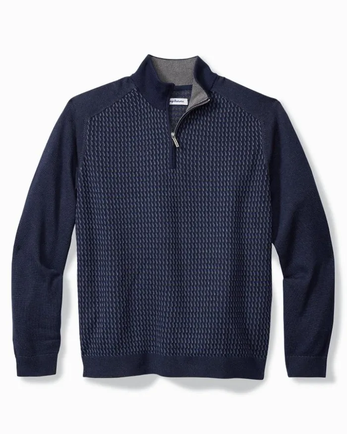 Men Tommy Bahama Sweaters Coastal Shores HalfZip Sweater Navy