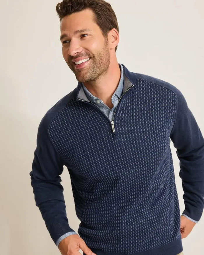 Men Tommy Bahama Sweaters Coastal Shores HalfZip Sweater Navy