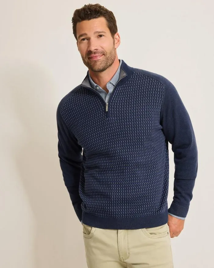 Men Tommy Bahama Sweaters Coastal Shores HalfZip Sweater Navy