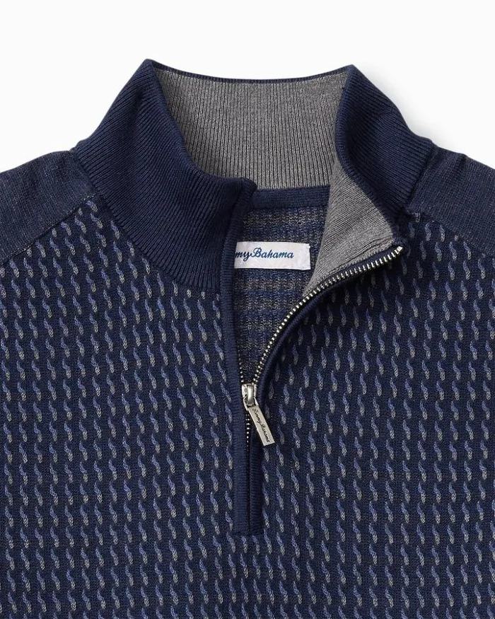 Men Tommy Bahama Sweaters Coastal Shores HalfZip Sweater Navy