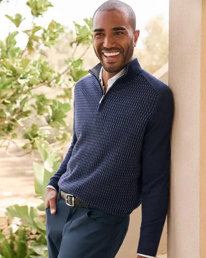 Men Tommy Bahama Sweaters Coastal Shores HalfZip Sweater Navy