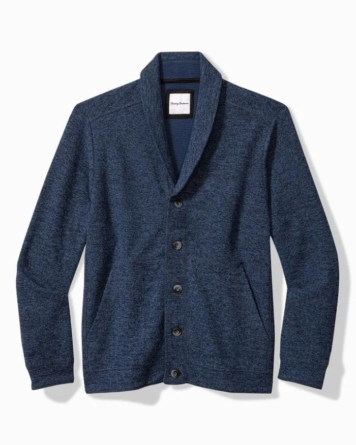 Men Tommy Bahama Sweaters Granite Bay Cardigan Blue Note