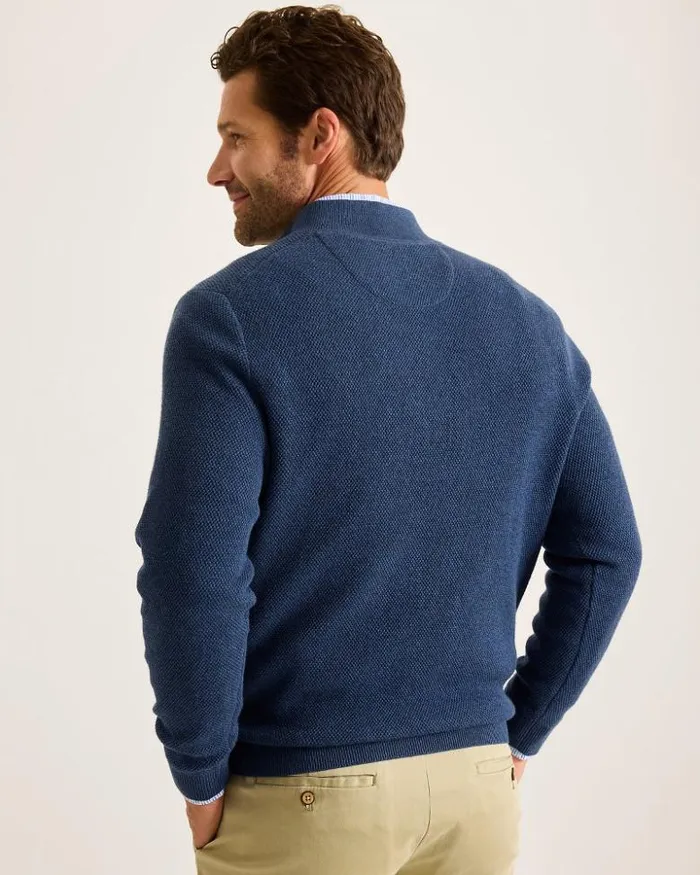 Men Tommy Bahama Sweaters Marlin Luxe HalfZip Sweater Dockside Blue Heather