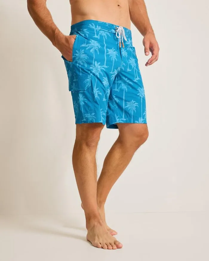 Men Tommy Bahama Swim and Boardshorts Big and Tall Baja Palmero Boardshorts Blue Allure
