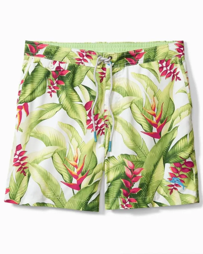 Men Tommy Bahama Swim and Boardshorts Calypso Fronds 6Inch Board Shorts White