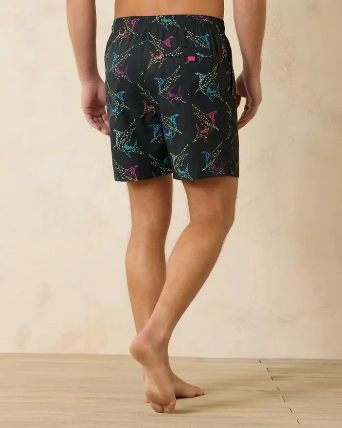 Men Tommy Bahama Swim and Boardshorts Naples Spotted At Sea 6Inch Swim Trunks Black