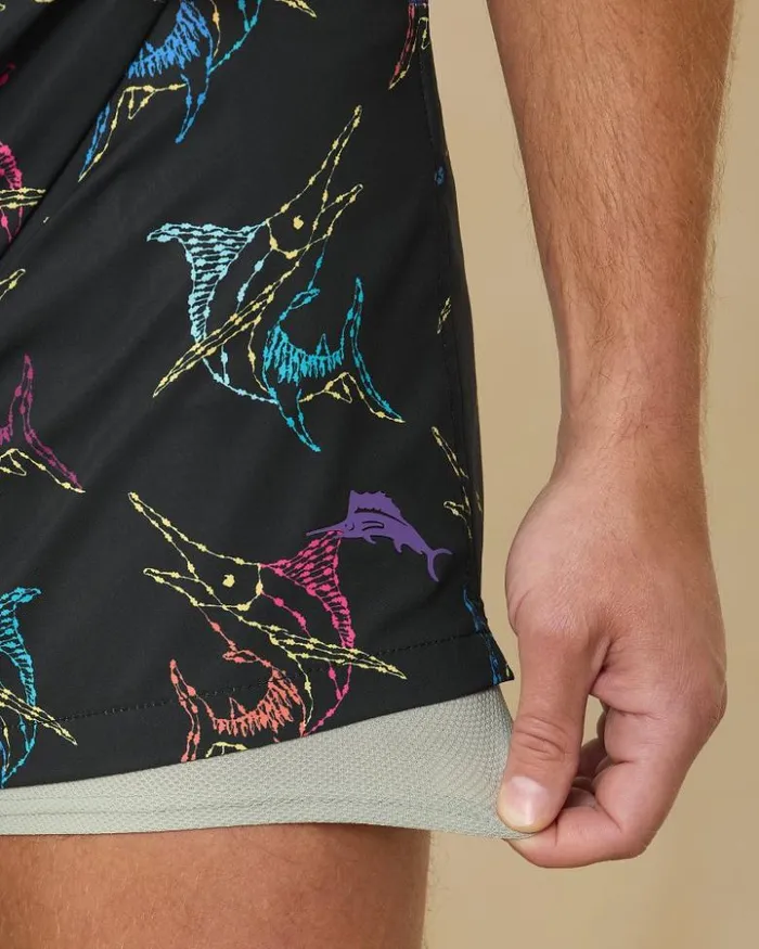 Men Tommy Bahama Swim and Boardshorts Naples Spotted At Sea 6Inch Swim Trunks Black
