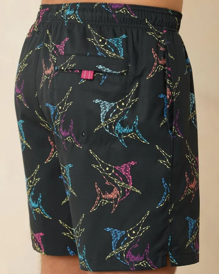 Men Tommy Bahama Swim and Boardshorts Naples Spotted At Sea 6Inch Swim Trunks Black