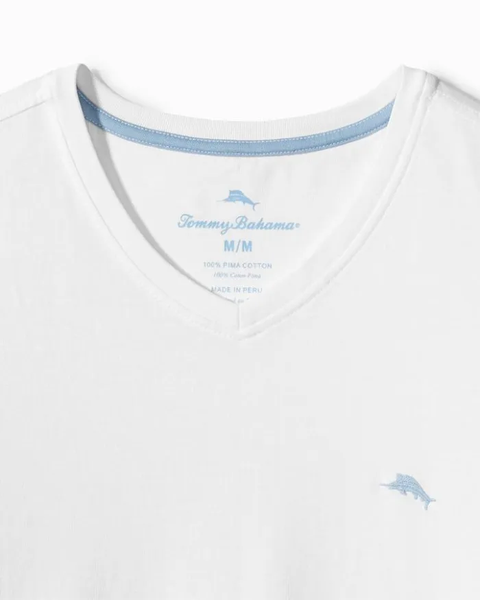Men Tommy Bahama TShirts Big and Tall New Bali Skyline VNeck TShirt White