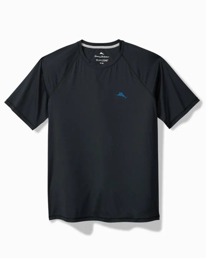 Men Tommy Bahama TShirts Chill Time Surf IslandZone ShortSleeve Rash Guard Jet Black