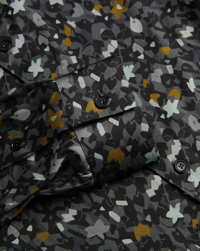 Men TORTED 8211 Long Sleeve Floral Print Shirt Grey Ted Baker Shirts Men TORTED 8211 Long Sleeve Floral Print Shirt Grey Ted Baker Shirts
