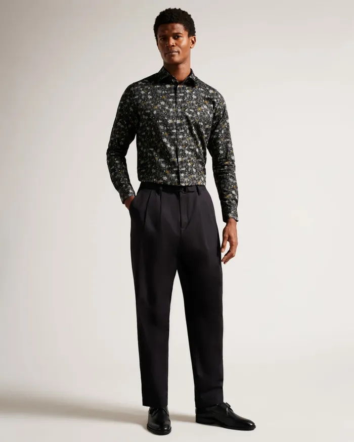 Men TORTED 8211 Long Sleeve Floral Print Shirt Grey Ted Baker Shirts Men TORTED 8211 Long Sleeve Floral Print Shirt Grey Ted Baker Shirts