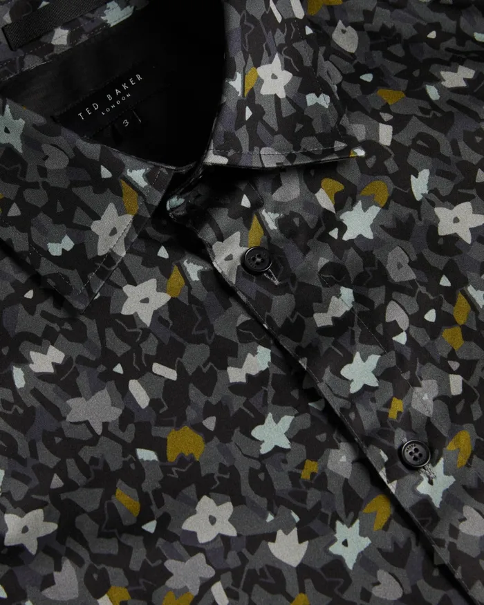 Men TORTED 8211 Long Sleeve Floral Print Shirt Grey Ted Baker Shirts Men TORTED 8211 Long Sleeve Floral Print Shirt Grey Ted Baker Shirts