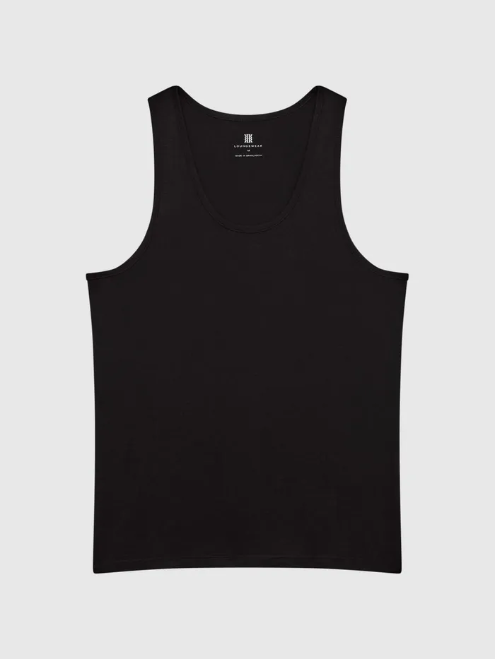 Men Vinnie Cotton Stretch Vest Black Reiss Loungewear and Nightwear