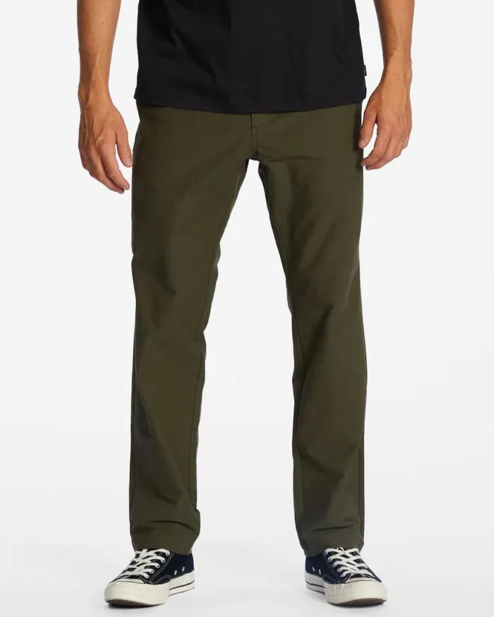 Mens ADiv Surftrek Plus Organic Elastic Waist Pants Dark Olive Billabong Jeans and Pants