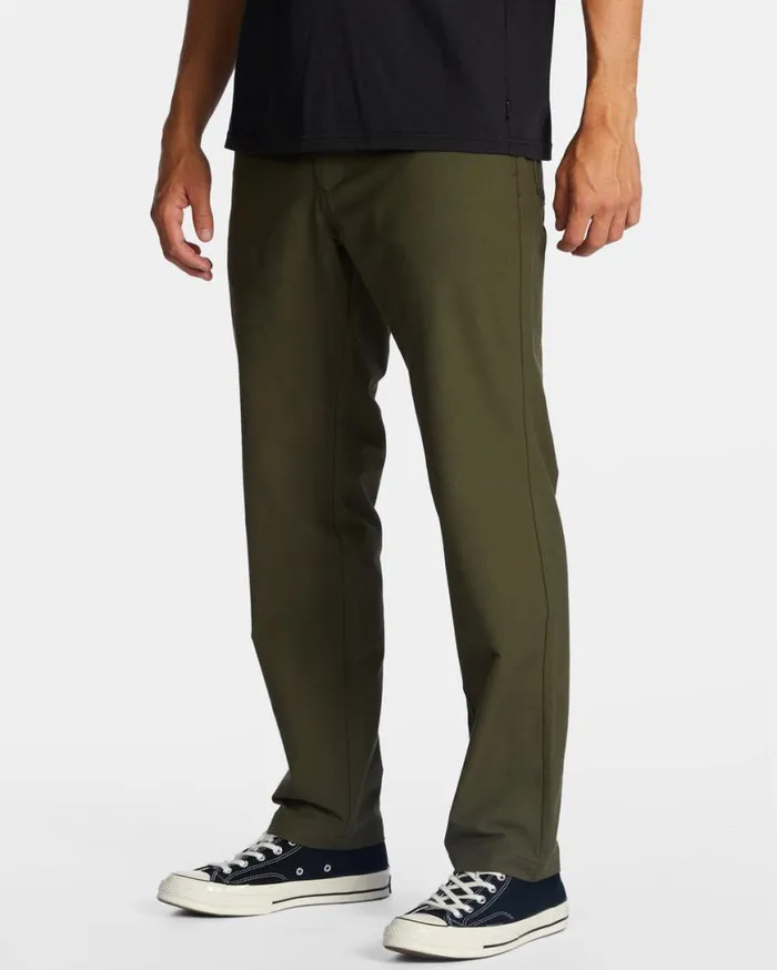 Mens ADiv Surftrek Plus Organic Elastic Waist Pants Dark Olive Billabong Jeans and Pants