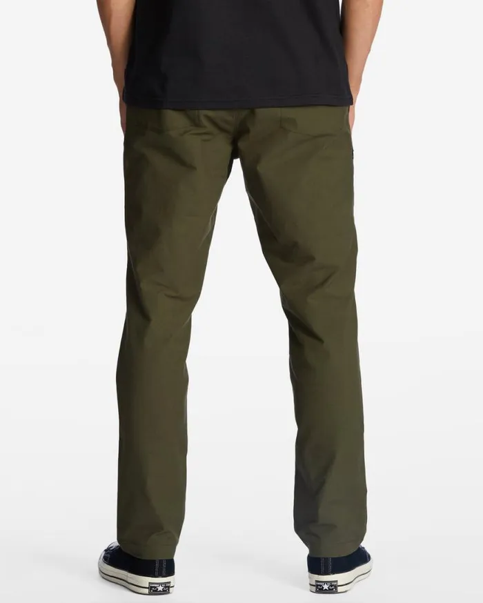 Mens ADiv Surftrek Plus Organic Elastic Waist Pants Dark Olive Billabong Jeans and Pants