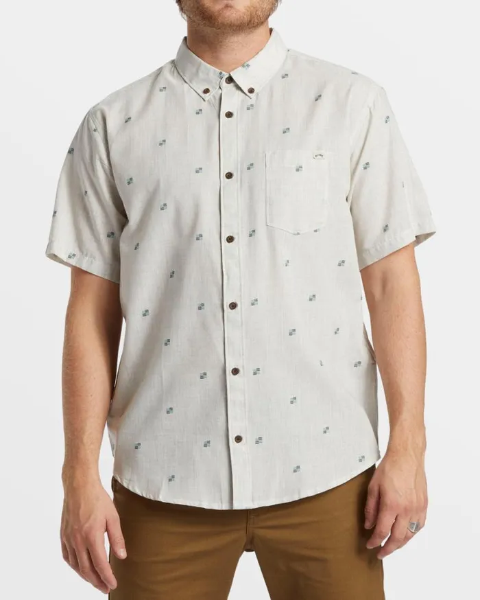 Mens All Day Jacquard Short Sleeve Shirt Stone Billabong Shirts