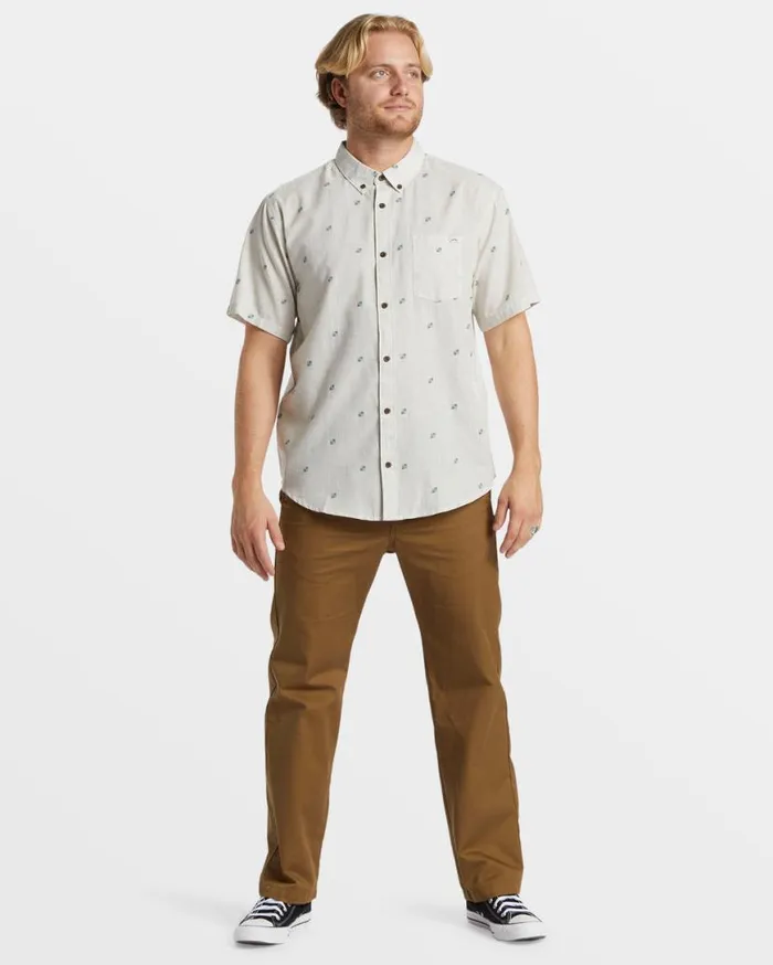 Mens All Day Jacquard Short Sleeve Shirt Stone Billabong Shirts Mens All Day Jacquard Short Sleeve Shirt Stone Billabong Shirts