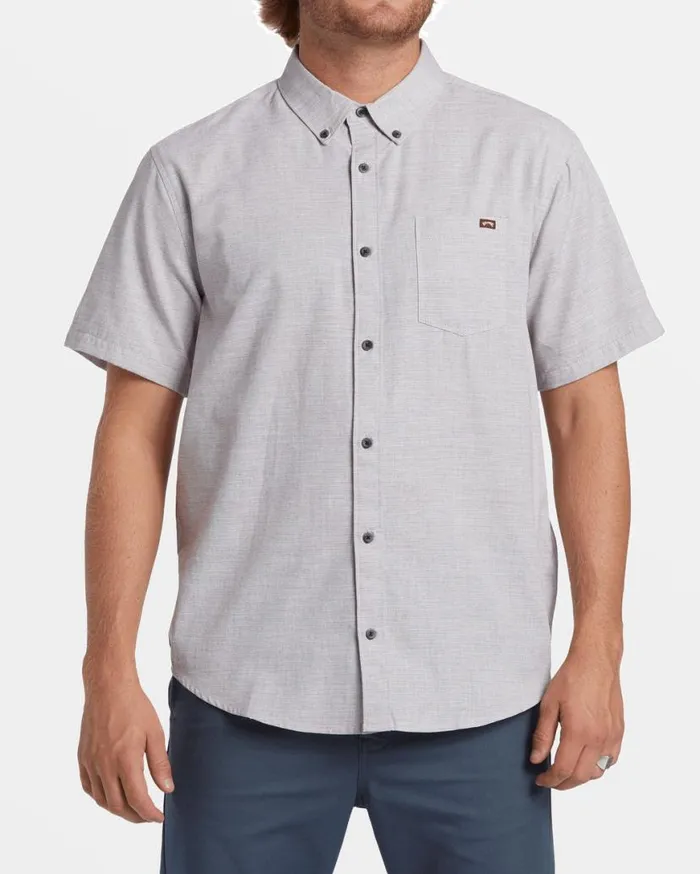 Mens All Day Short Sleeve Shirt Port Heather Billabong Shirts