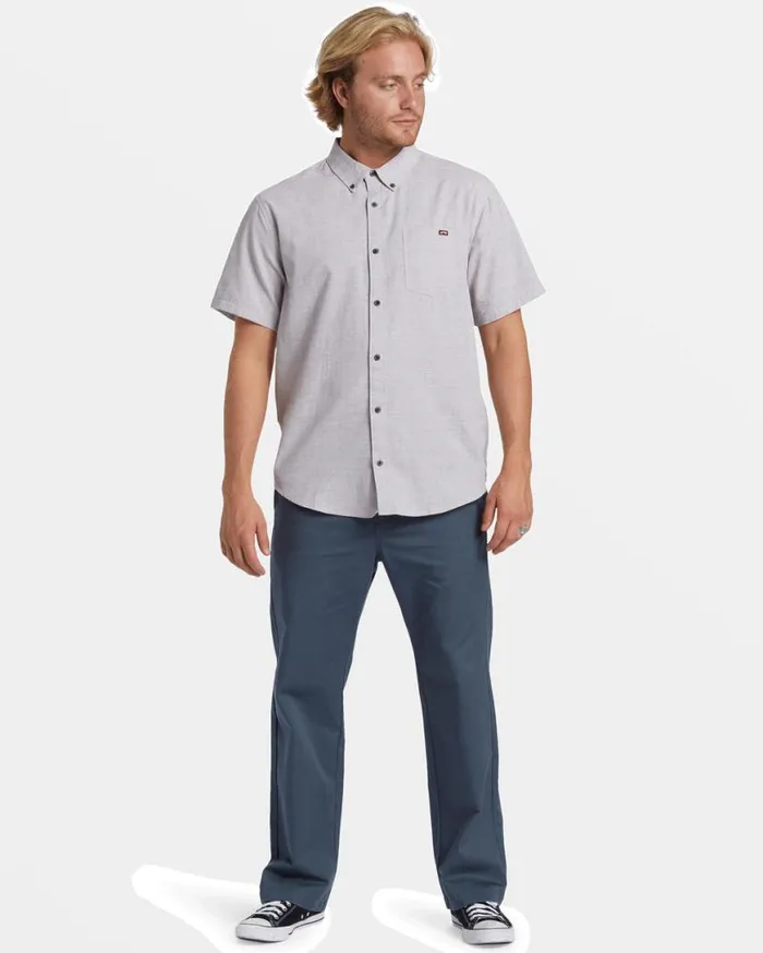 Mens All Day Short Sleeve Shirt Port Heather Billabong Shirts