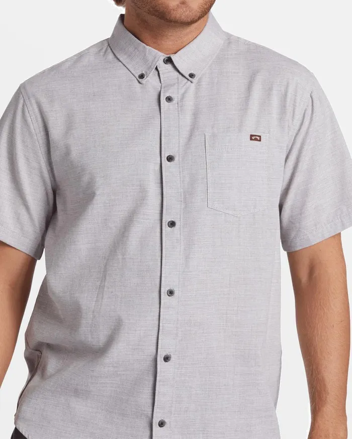 Mens All Day Short Sleeve Shirt Port Heather Billabong Shirts