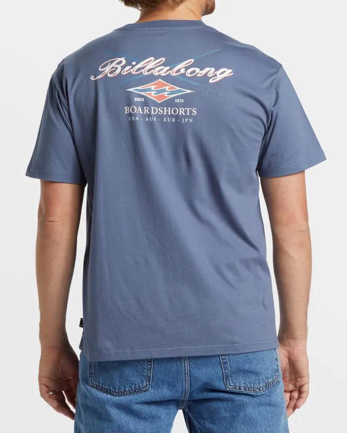Mens Crossboards TShirt Slate Blue Billabong TShirts