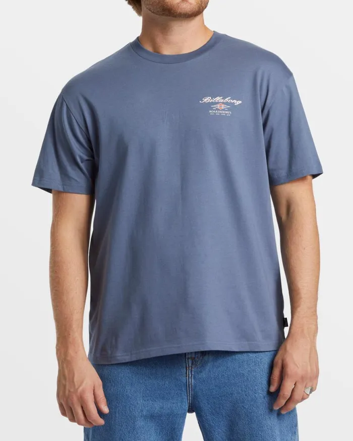 Mens Crossboards TShirt Slate Blue Billabong TShirts Mens Crossboards TShirt Slate Blue Billabong TShirts