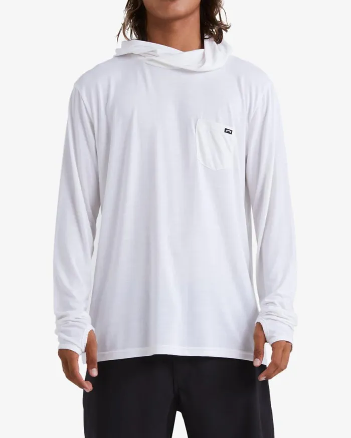 Mens Eclipse Hooded Long Sleeve Surf TShirt White Billabong Knits