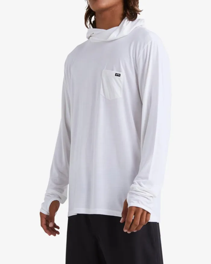 Mens Eclipse Hooded Long Sleeve Surf TShirt White Billabong Knits