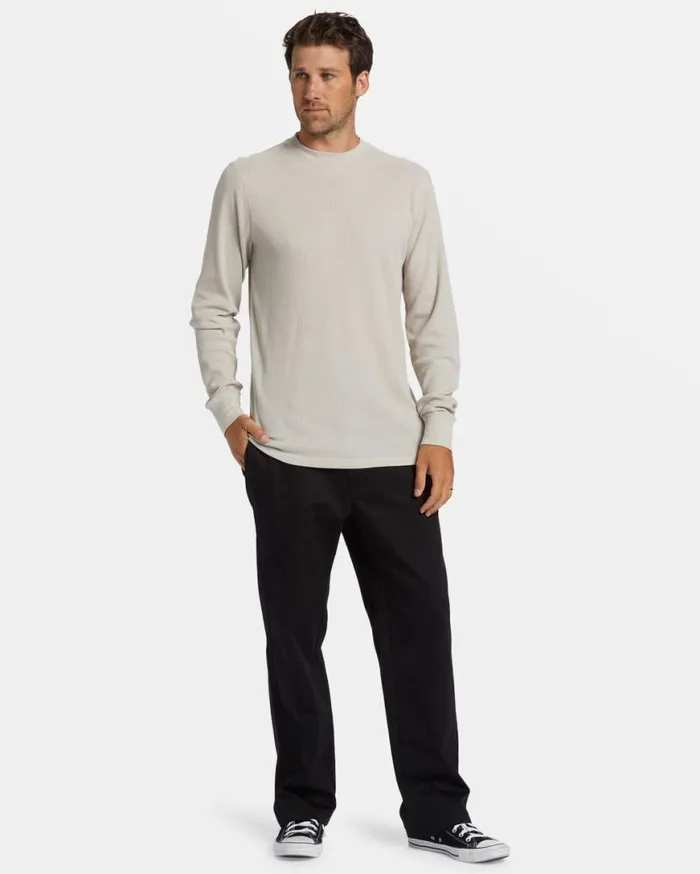 Mens Essential Long Sleeve Thermal Top Stone Billabong TShirts Mens Essential Long Sleeve Thermal Top Stone Billabong TShirts