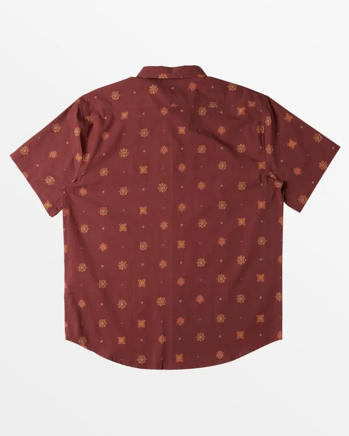 Mens Sundays Mini Short Sleeve Shirt Dusty Red Billabong Shirts