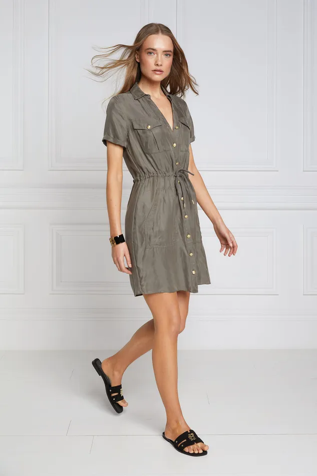 Military Shirt Dress Misty Khaki Women Holland Cooper Dresses