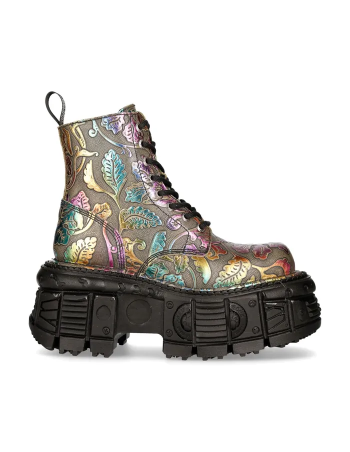 Military Women Ankle Boot Black Imperfect With Laces MMili084cC21 New Rock Military Women Ankle Boot Black Imperfect With Laces MMili084cC21 New Rock