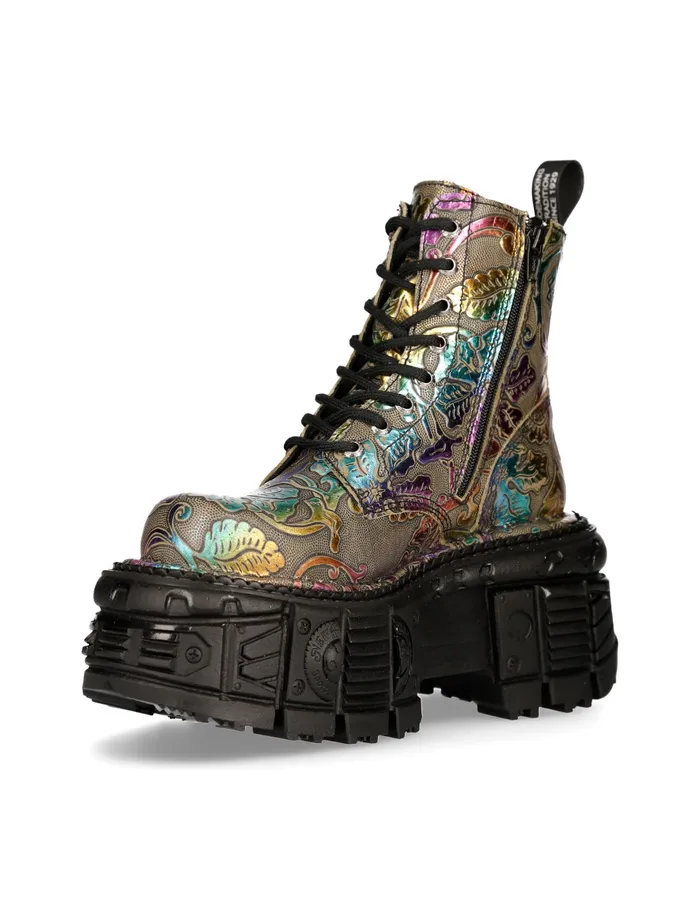 Military Women Ankle Boot Black Imperfect With Laces MMili084cC21 New Rock Military Women Ankle Boot Black Imperfect With Laces MMili084cC21 New Rock