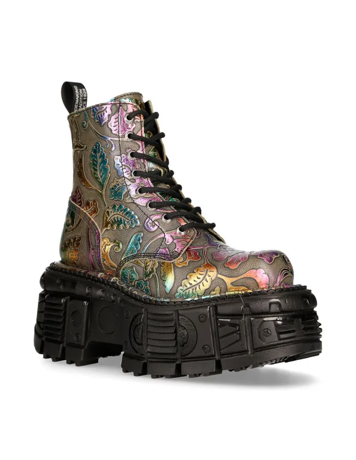 Military Women Ankle Boot Black Imperfect With Laces MMili084cC21 New Rock Military Women Ankle Boot Black Imperfect With Laces MMili084cC21 New Rock