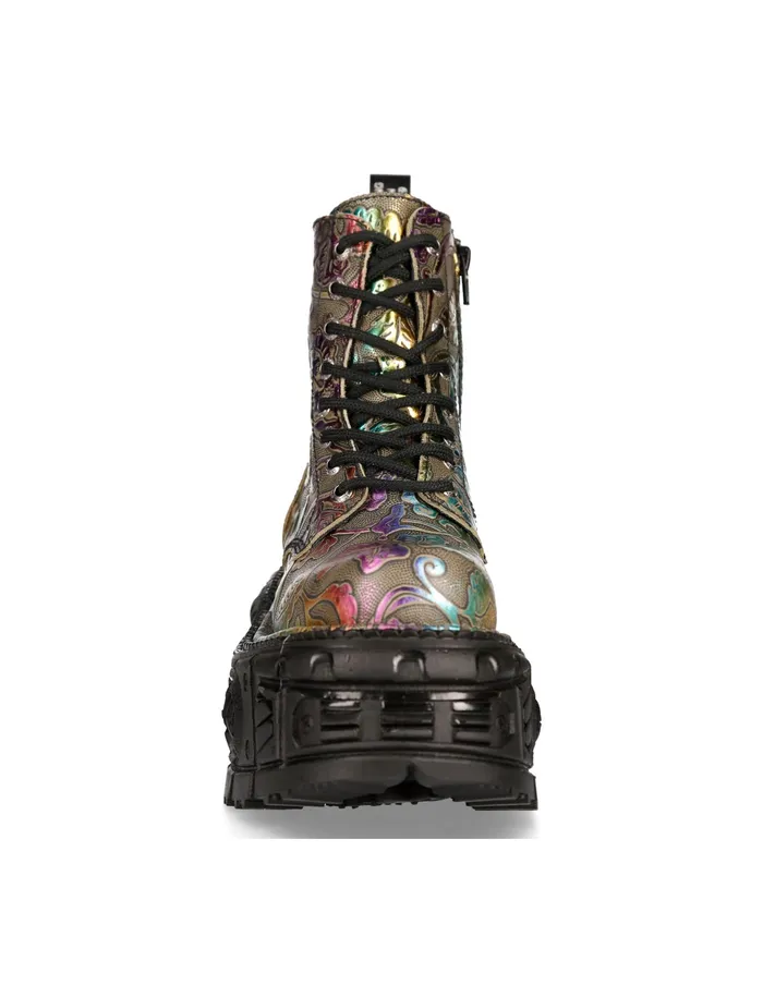 Military Women Ankle Boot Black Imperfect With Laces MMili084cC21 New Rock Military Women Ankle Boot Black Imperfect With Laces MMili084cC21 New Rock