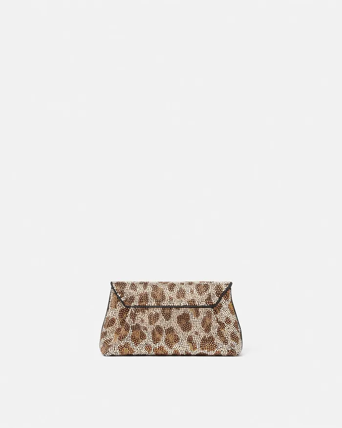 Mini Bags and Clutches Women Versace Crystal Leopard Gianni Ribbon Clutch Blackgold